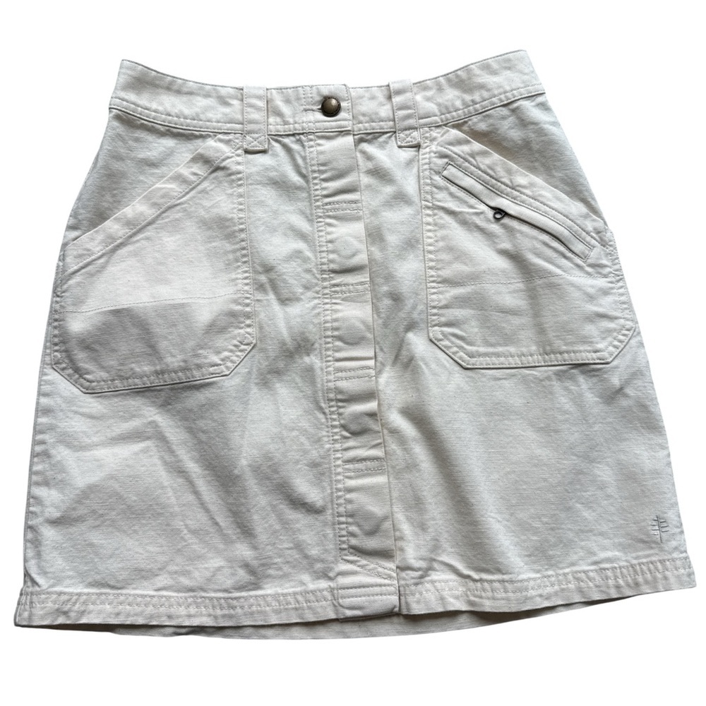 Royal Robbins Womens Skirt Pinstripes Beige A-Line Side Pockets Size 4